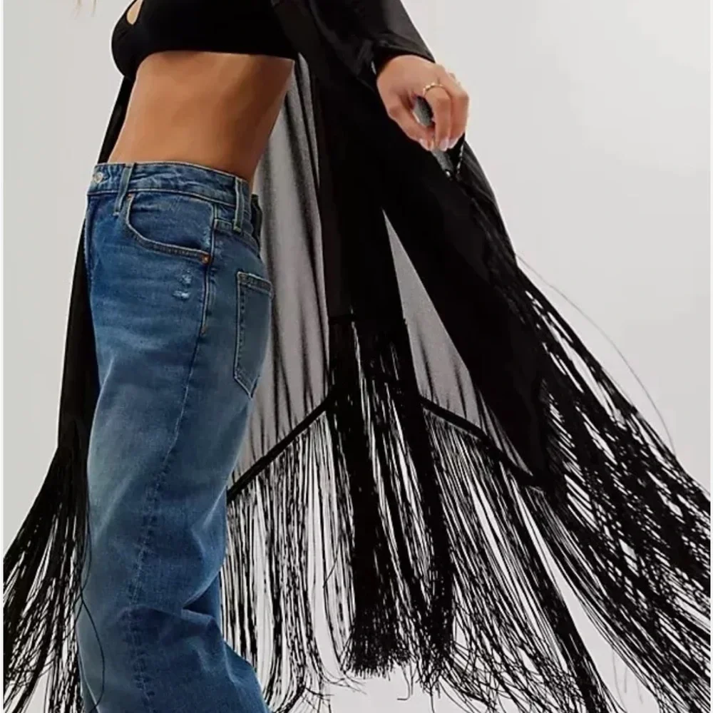 Free People Velvet Dreams Fringe Kimono